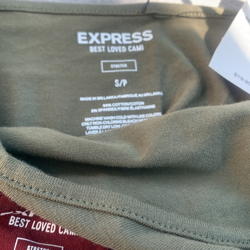3 NWT Express Best Loved Cami in marron, olive , dk green! All new - Picture 9 of 10